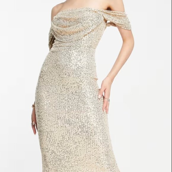 ASOS / PARALLEL LINES Champagne Sequin Dress - Picture 1 of 9